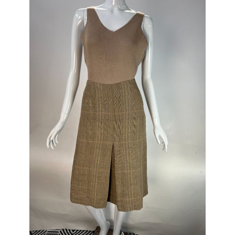 Z by Zelda Plaid Knee Length Skirt  8 Tan  Plaid Cotton Blend